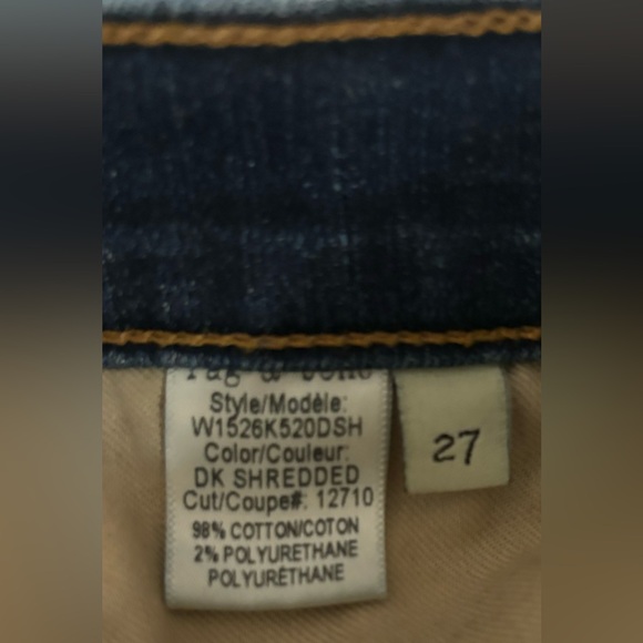 Rag & Bone "Dark Shredded" crop Cut # 12710.  Style # W1526K520DSH. Size 27. - Picture 5 of 5